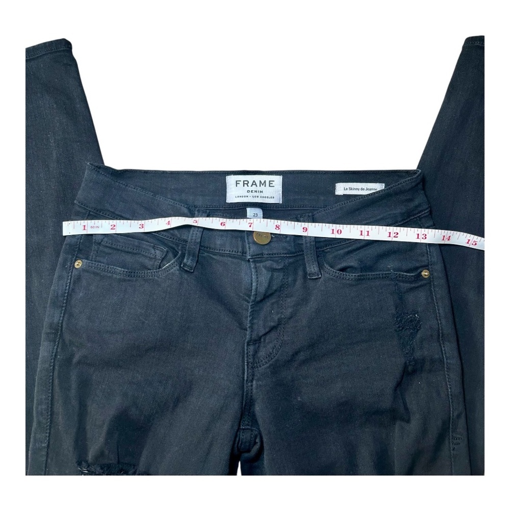FRAME Denim London Jeans, Le Skinny de Jeanne, Distressed, Black, Size 23, EUC - Picture 3 of 5